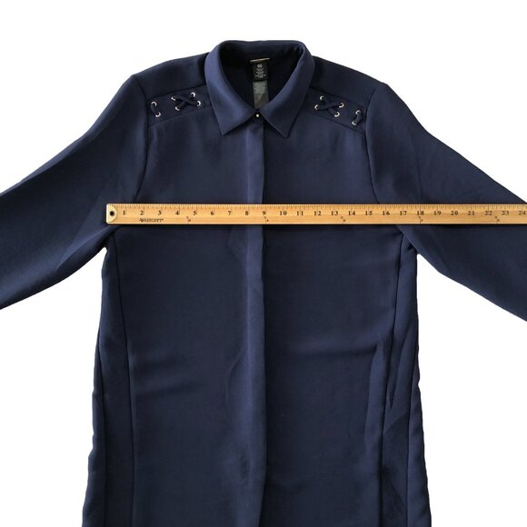 Chico's Black Label Womens Size 00 Navy Oversized Long Tunic Blouse Jacket - Picture 4 of 12